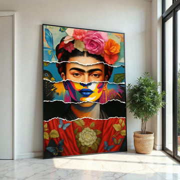 Floral Portrait Canvas, Colorful Face Art, Multilayered Canvas Design, Floral Wall Art, Art Canvas Design, Ready to Hang Decoration