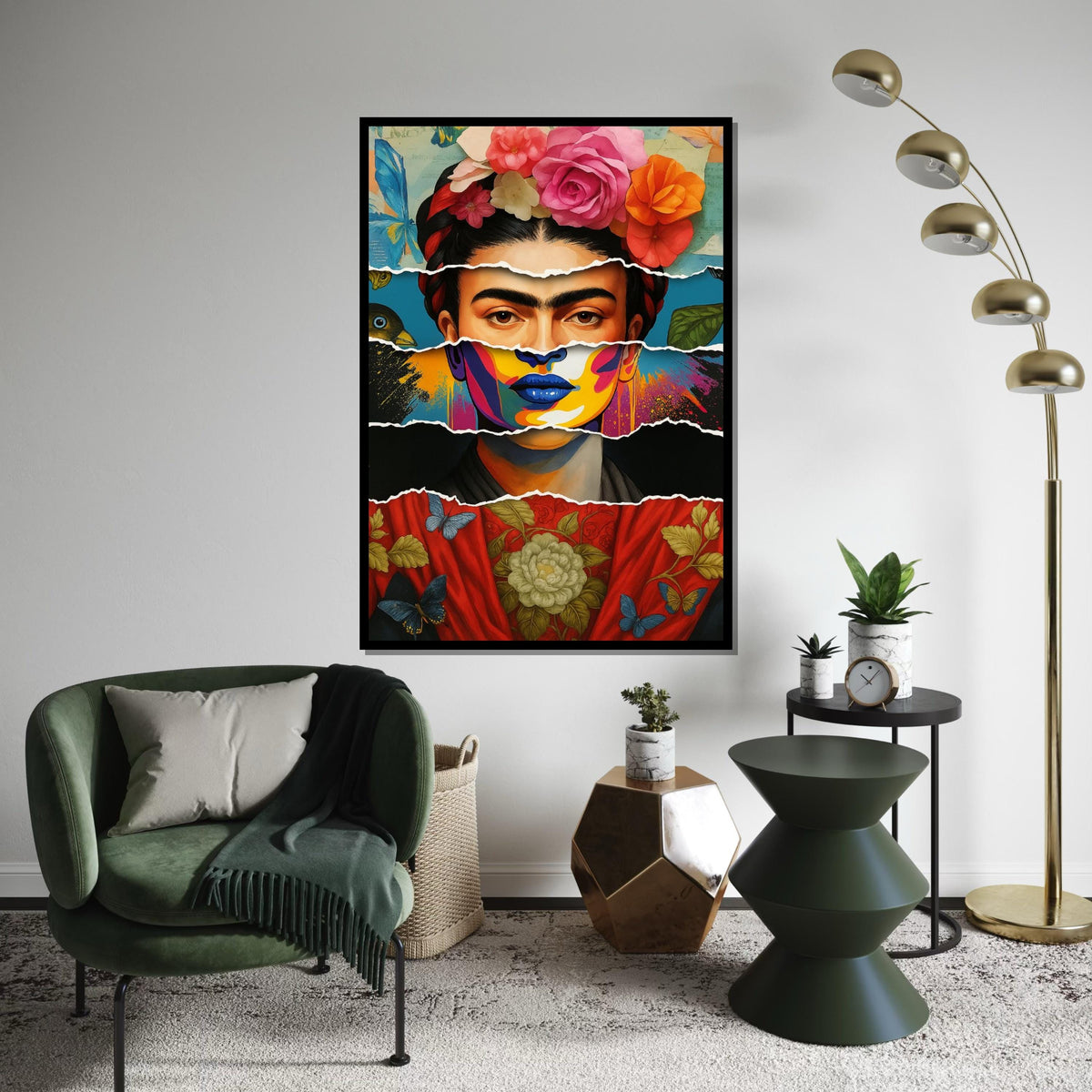 Floral Portrait Canvas, Colorful Face Art, Multilayered Canvas Design, Floral Wall Art, Art Canvas Design, Ready to Hang Decoration