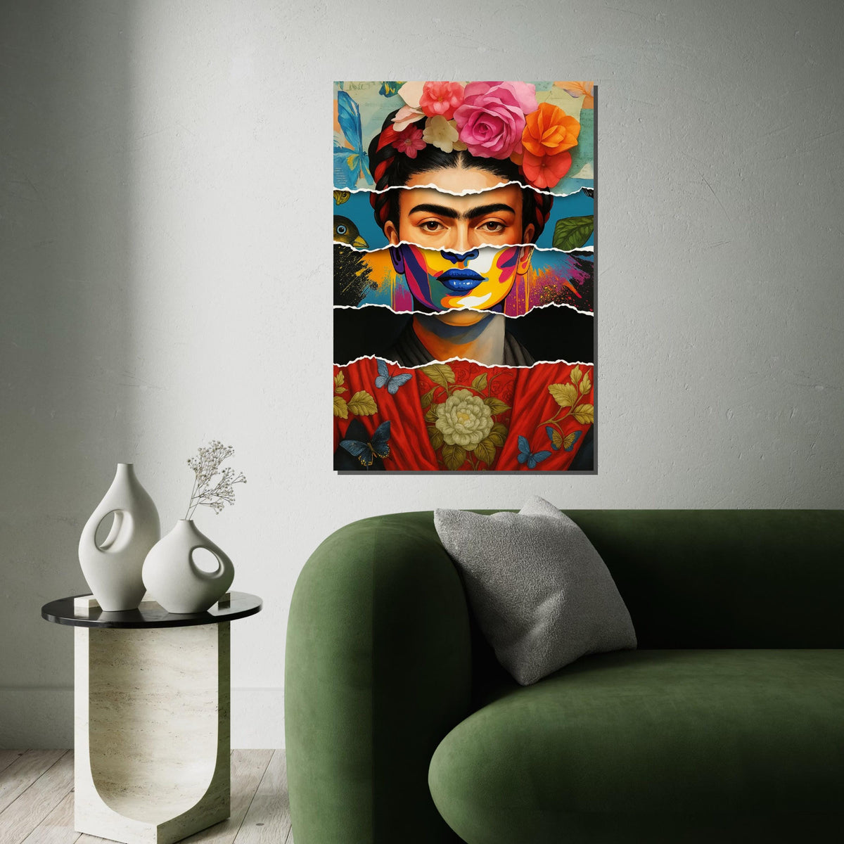 Floral Portrait Canvas, Colorful Face Art, Multilayered Canvas Design, Floral Wall Art, Art Canvas Design, Ready to Hang Decoration