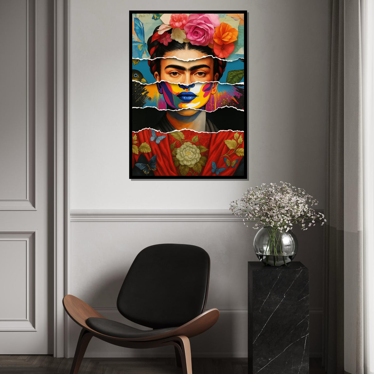 Floral Portrait Canvas, Colorful Face Art, Multilayered Canvas Design, Floral Wall Art, Art Canvas Design, Ready to Hang Decoration