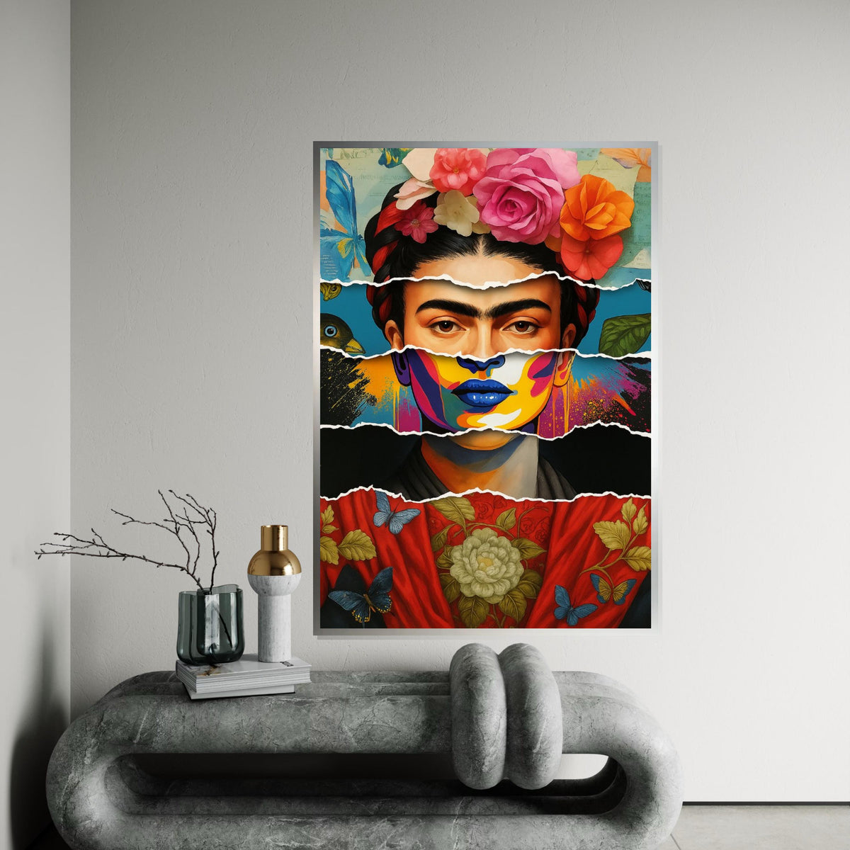 Floral Portrait Canvas, Colorful Face Art, Multilayered Canvas Design, Floral Wall Art, Art Canvas Design, Ready to Hang Decoration