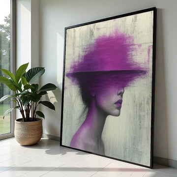 Abstract Woman Canvas, Purple Haze Portrait, Modern Wall Art, Face in Brush Strokes, Wall Art Canvas Design, Ready to Hang Decoration