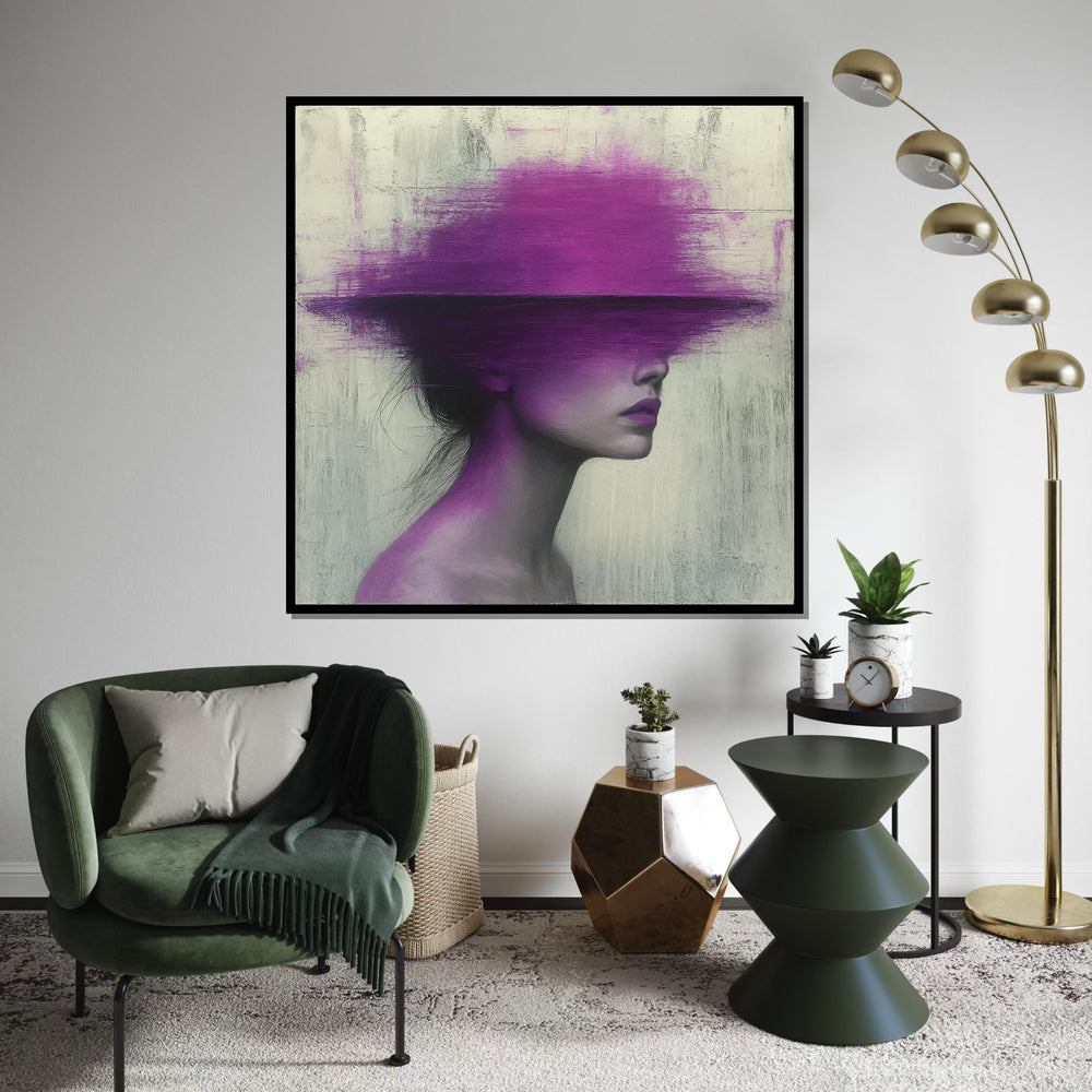 Abstract Woman Canvas, Purple Haze Portrait, Modern Wall Art, Face in Brush Strokes, Wall Art Canvas Design, Ready to Hang Decoration