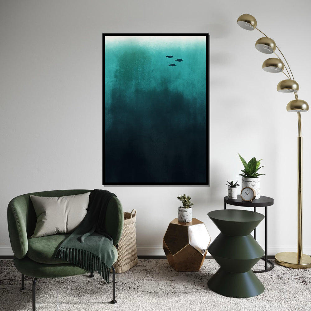 Minimalist Fish Canvas, Underwater Ocean Art, Aquatic Wall Art, Deep Sea Fish Print, Wall Art Canvas Design, Ready to Hang Decoration