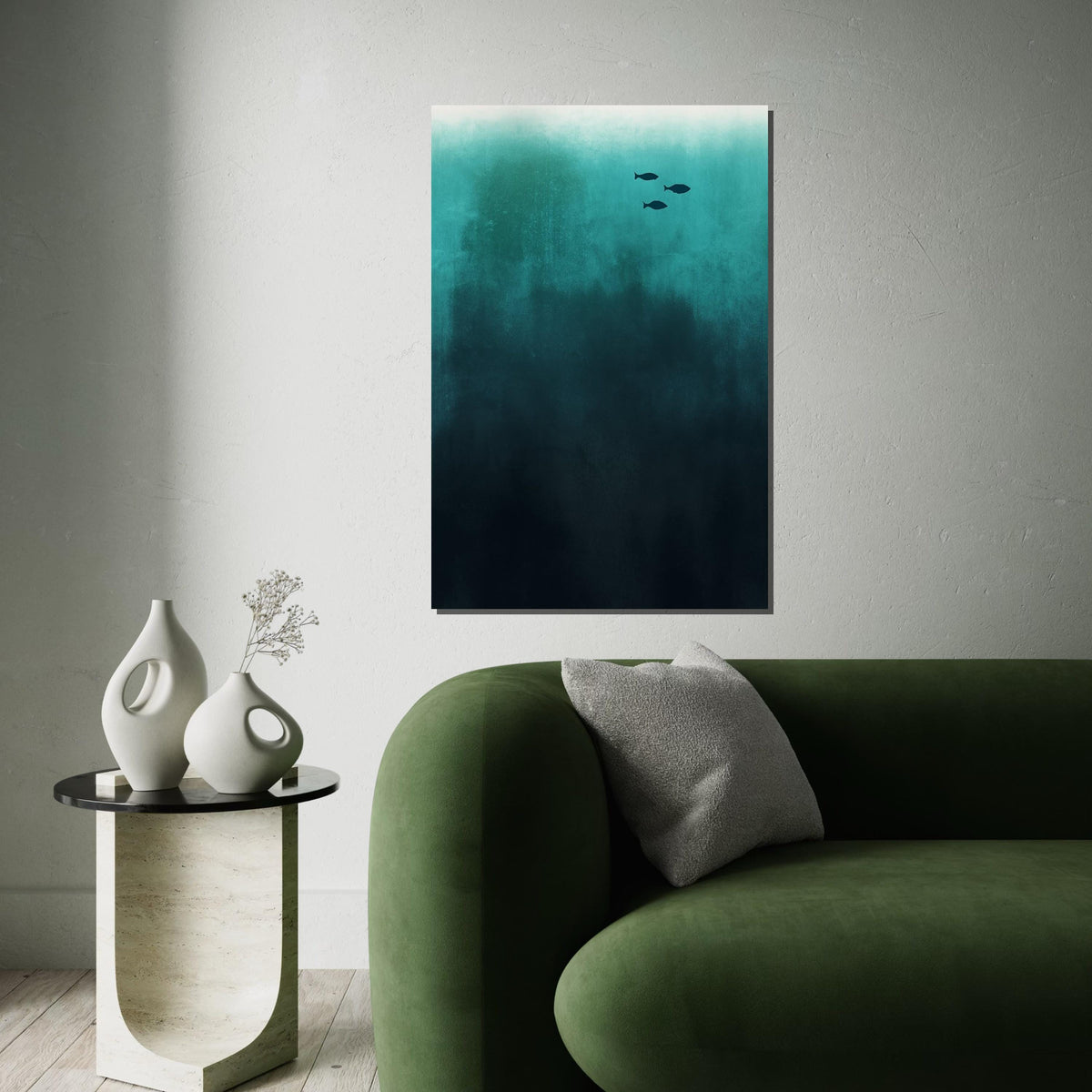Minimalist Fish Canvas, Underwater Ocean Art, Aquatic Wall Art, Deep Sea Fish Print, Wall Art Canvas Design, Ready to Hang Decoration