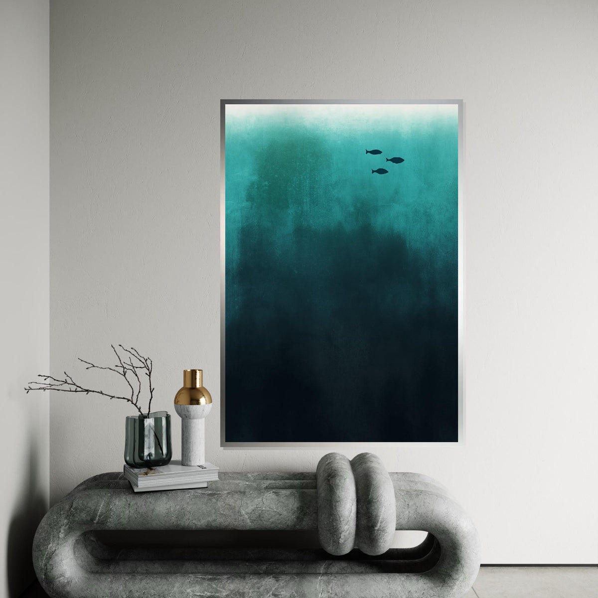 Minimalist Fish Canvas, Underwater Ocean Art, Aquatic Wall Art, Deep Sea Fish Print, Wall Art Canvas Design, Ready to Hang Decoration