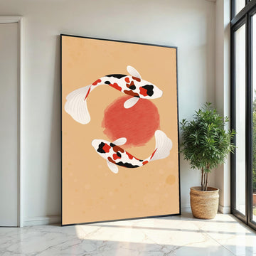 Koi Fish Canvas, Zen Pond Wall Art, Japanese Koi Print, Tranquil Fish Poster, Wall Art Canvas Design, Ready To Hang Decoration