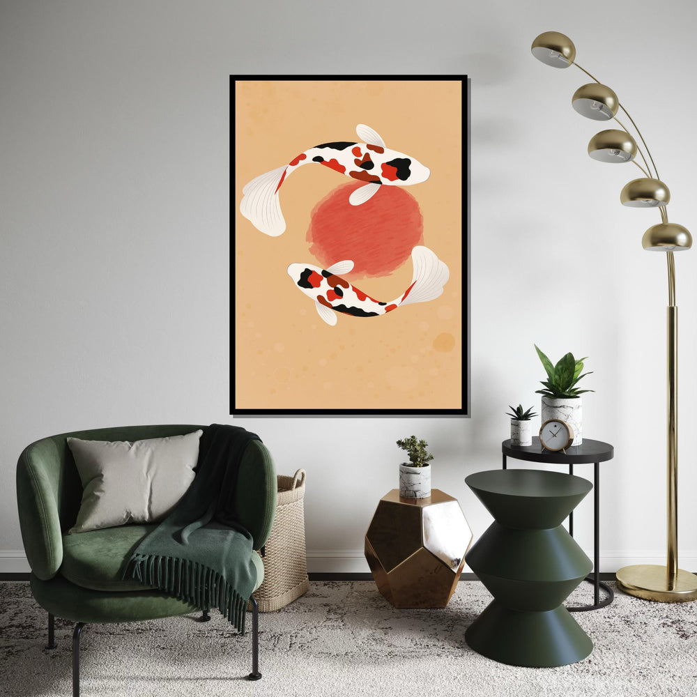 Koi Fish Canvas, Zen Pond Wall Art, Japanese Koi Print, Tranquil Fish Poster, Wall Art Canvas Design, Ready To Hang Decoration