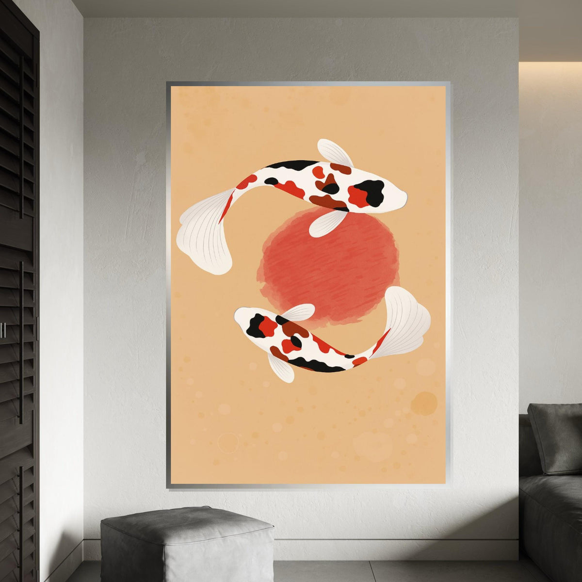 Koi Fish Canvas, Zen Pond Wall Art, Japanese Koi Print, Tranquil Fish Poster, Wall Art Canvas Design, Ready To Hang Decoration