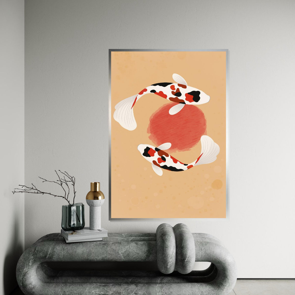 Koi Fish Canvas, Zen Pond Wall Art, Japanese Koi Print, Tranquil Fish Poster, Wall Art Canvas Design, Ready To Hang Decoration