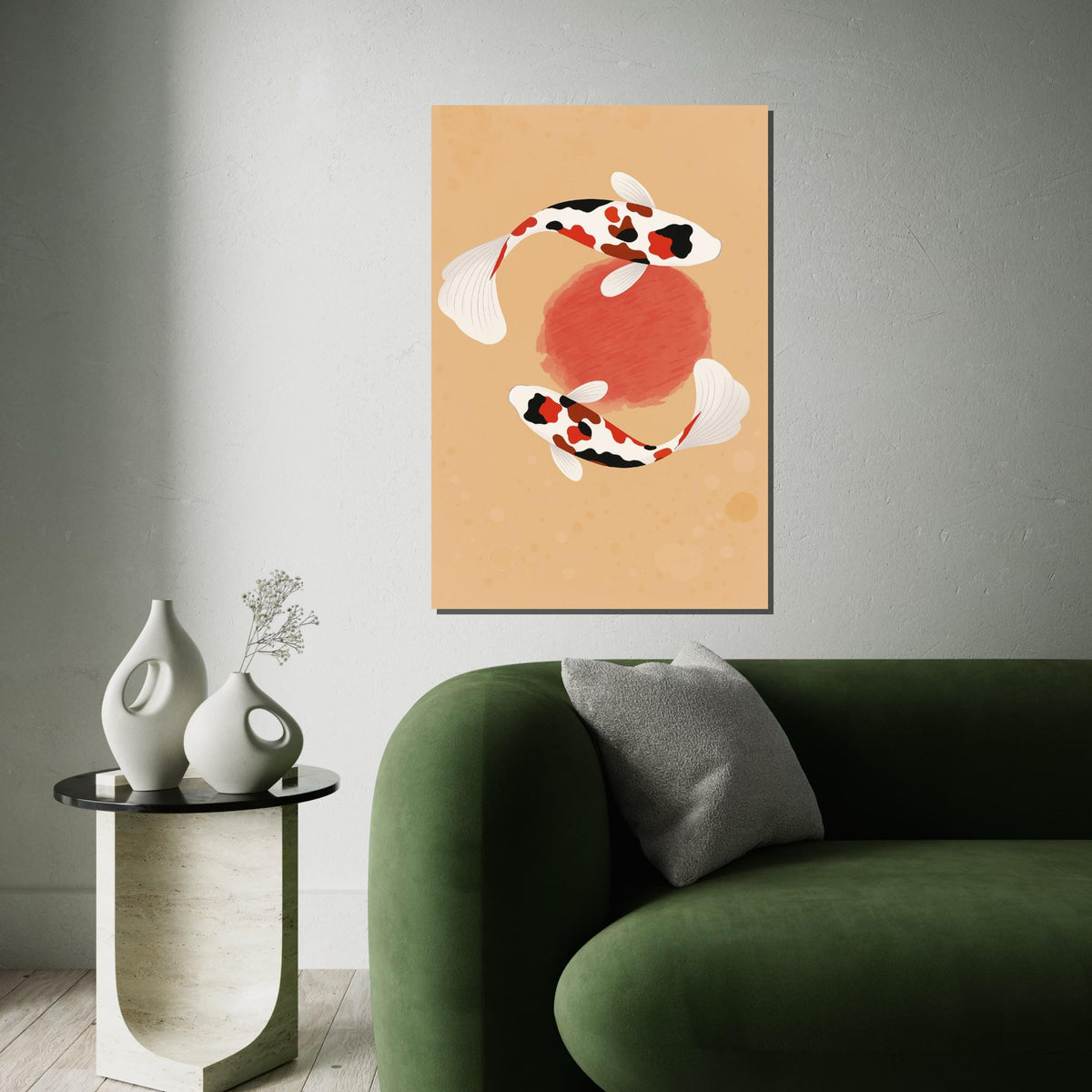 Koi Fish Canvas, Zen Pond Wall Art, Japanese Koi Print, Tranquil Fish Poster, Wall Art Canvas Design, Ready To Hang Decoration
