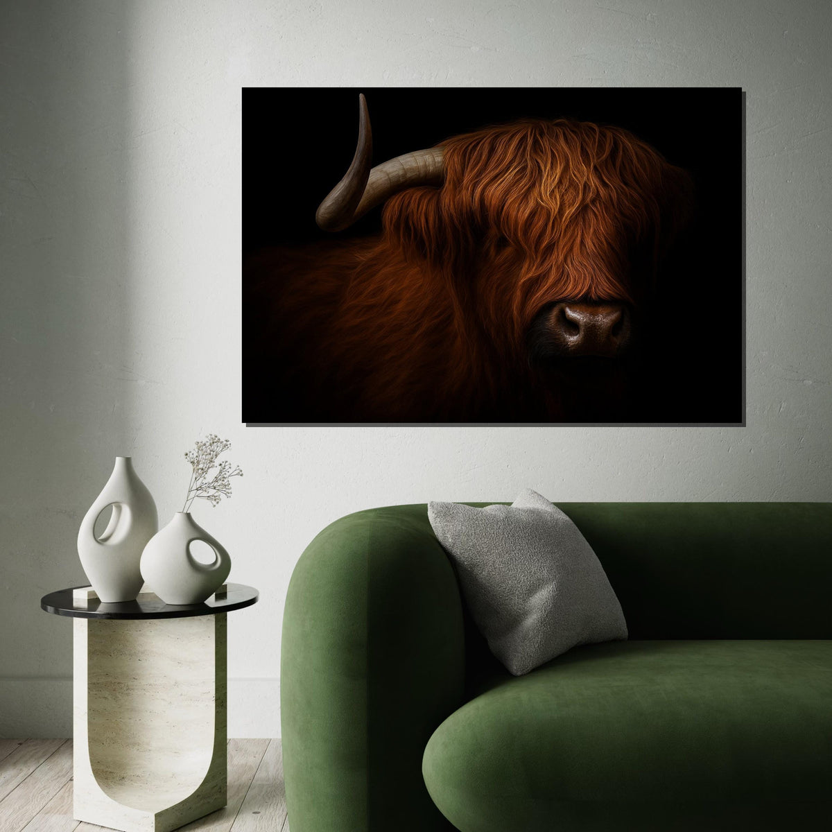 Highland Cow Canvas, Highland Bull Wall Art, Majestic Ox Art Print, Animal Canvas Design, Rustic Wall Decor, Ready To Hang Decoration