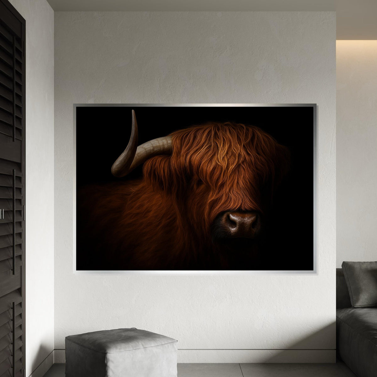 Highland Cow Canvas, Highland Bull Wall Art, Majestic Ox Art Print, Animal Canvas Design, Rustic Wall Decor, Ready To Hang Decoration