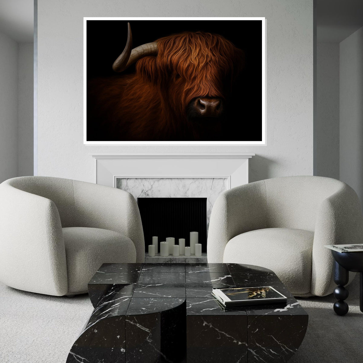 Highland Cow Canvas, Highland Bull Wall Art, Majestic Ox Art Print, Animal Canvas Design, Rustic Wall Decor, Ready To Hang Decoration