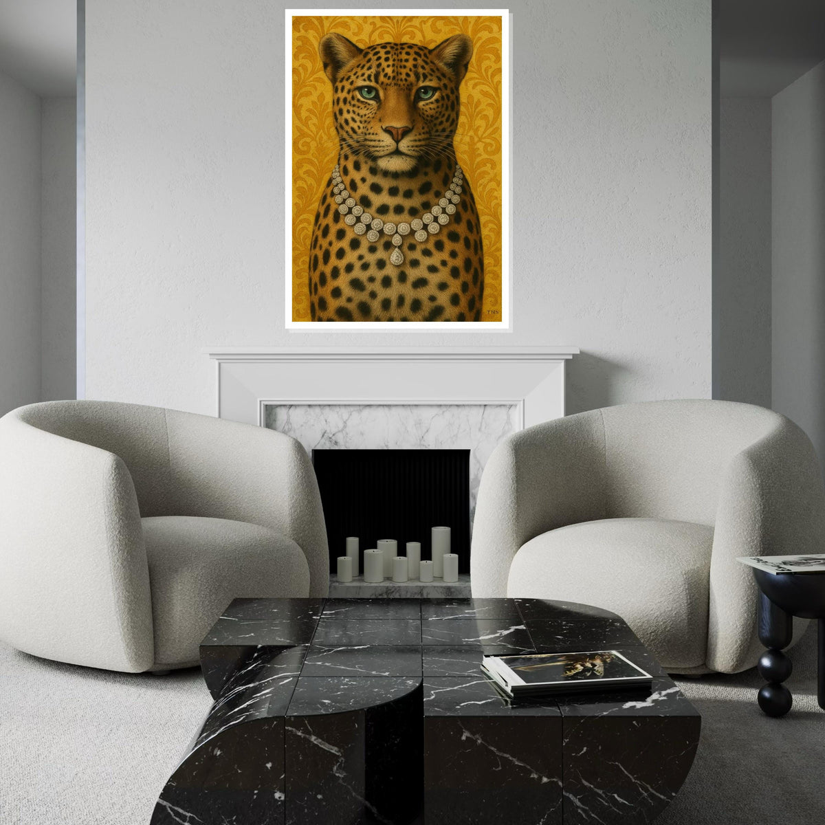 Opulent Leopard Canvas, Jewelry Adorned Leopard Art, Animal Wall Art, Elegant Decor, Wall Art Canvas Design, Ready to Hang Decoration