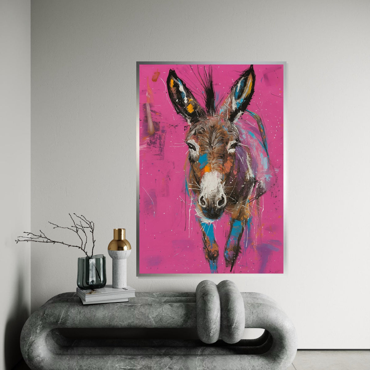 Colorful Donkey Canvas, Vibrant Animal Art, Donkey Wall Print, Abstract Poster, Wall Art Canvas Design, Ready to Hang Decoration