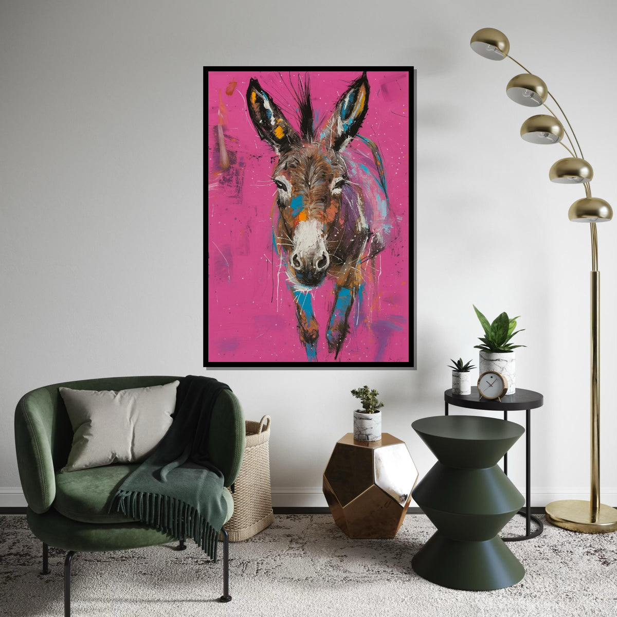 Colorful Donkey Canvas, Vibrant Animal Art, Donkey Wall Print, Abstract Poster, Wall Art Canvas Design, Ready to Hang Decoration