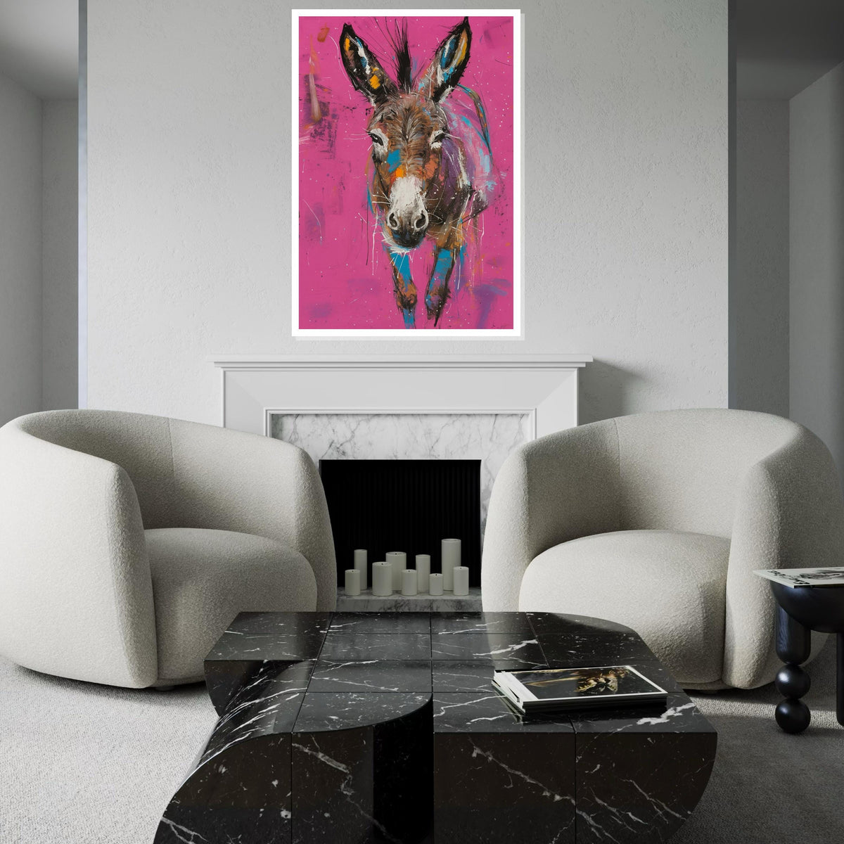 Colorful Donkey Canvas, Vibrant Animal Art, Donkey Wall Print, Abstract Poster, Wall Art Canvas Design, Ready to Hang Decoration