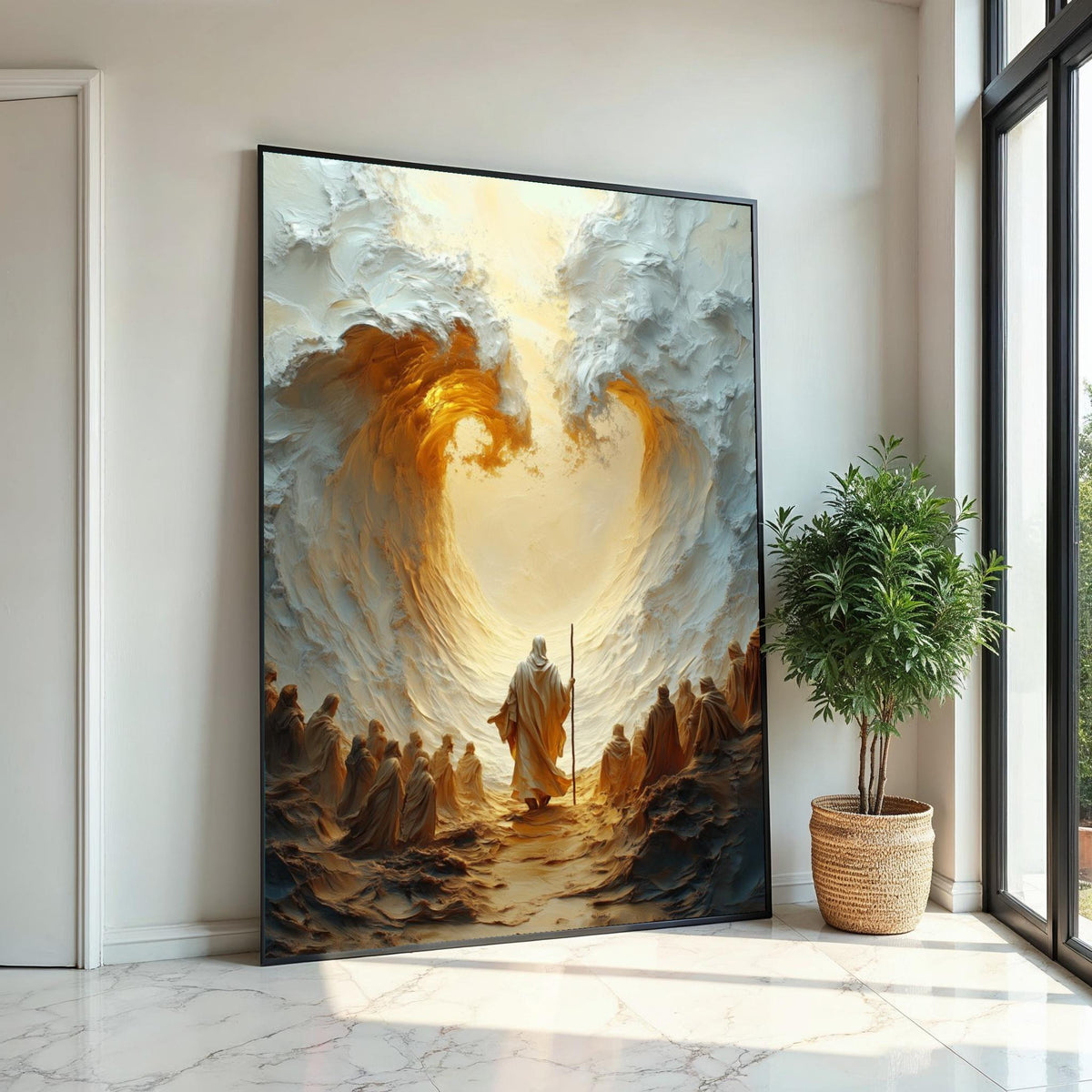 Moses Parting the Sea Canvas, Divine Path Wall Art, Religious Art, Inspirational Canvas Design, Ready to Hang Decoration