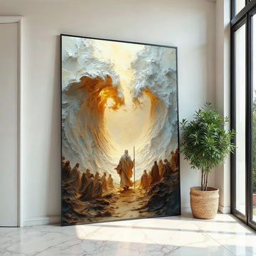 Moses Parting the Sea Canvas, Divine Path Wall Art, Religious Art, Inspirational Canvas Design, Ready to Hang Decoration