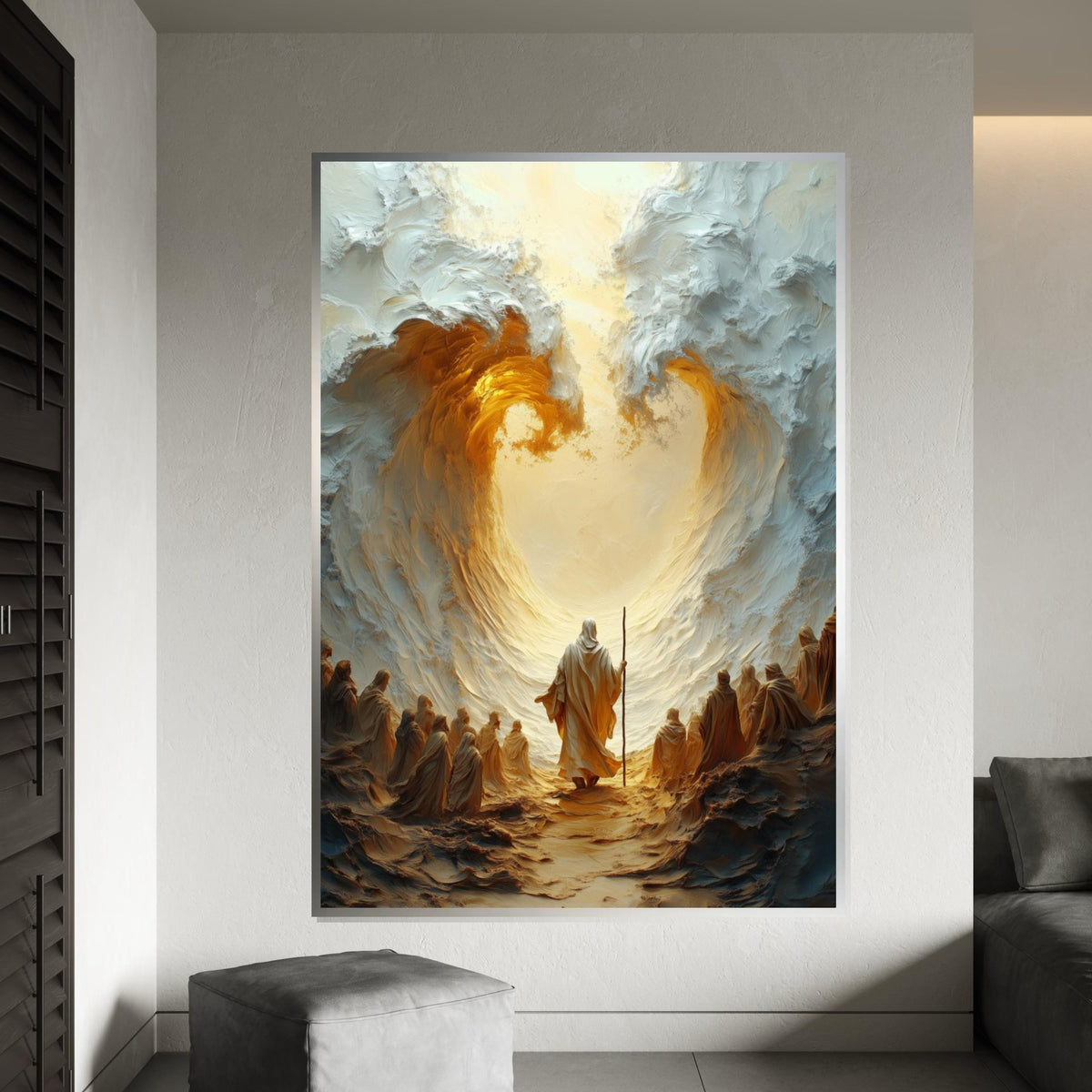 Moses Parting the Sea Canvas, Divine Path Wall Art, Religious Art, Inspirational Canvas Design, Ready to Hang Decoration