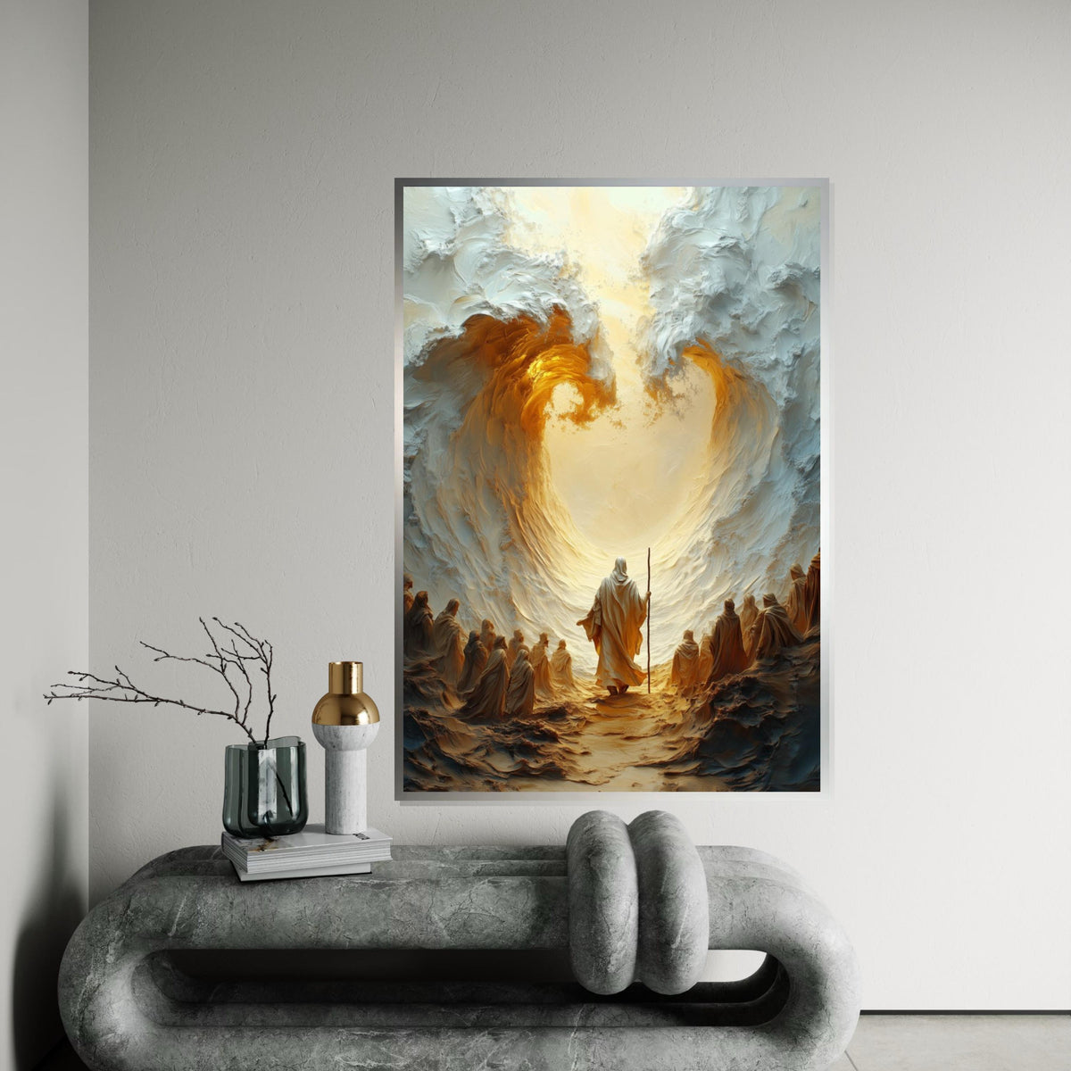 Moses Parting the Sea Canvas, Divine Path Wall Art, Religious Art, Inspirational Canvas Design, Ready to Hang Decoration