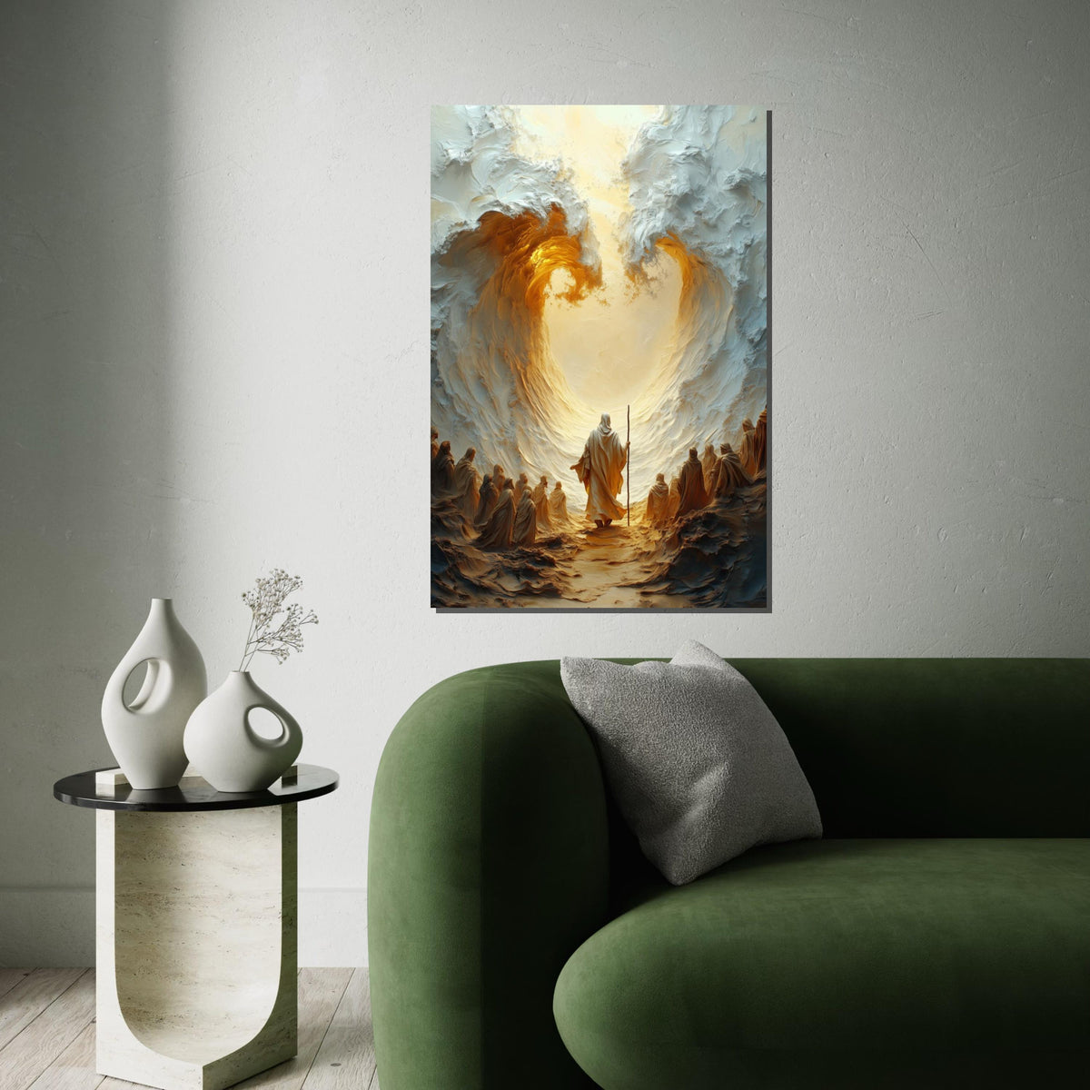Moses Parting the Sea Canvas, Divine Path Wall Art, Religious Art, Inspirational Canvas Design, Ready to Hang Decoration