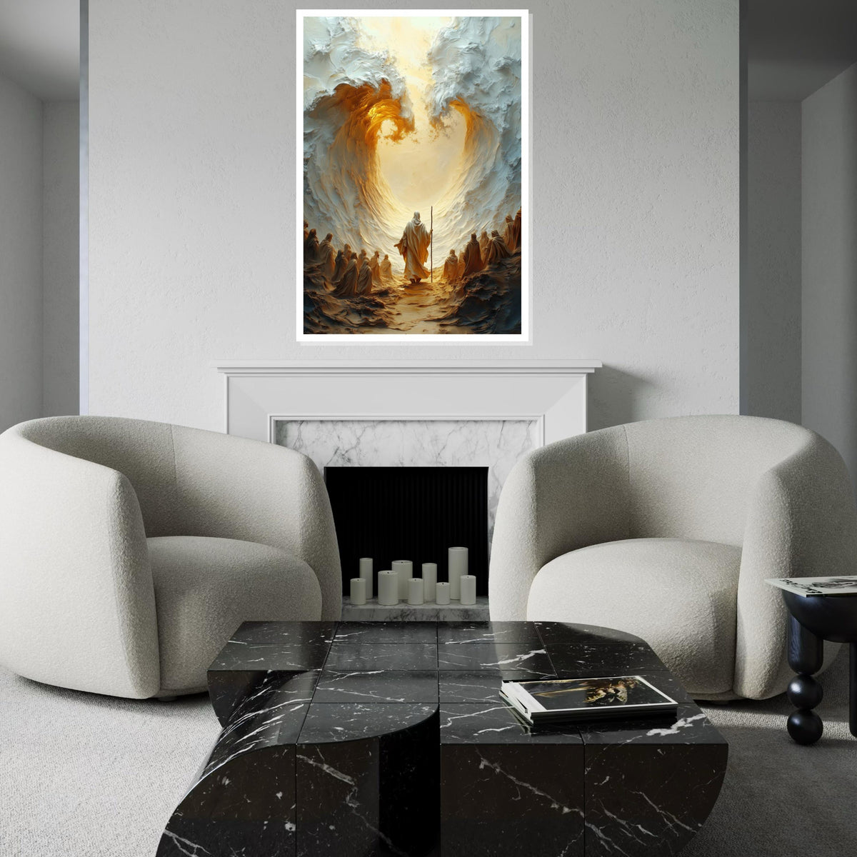 Moses Parting the Sea Canvas, Divine Path Wall Art, Religious Art, Inspirational Canvas Design, Ready to Hang Decoration