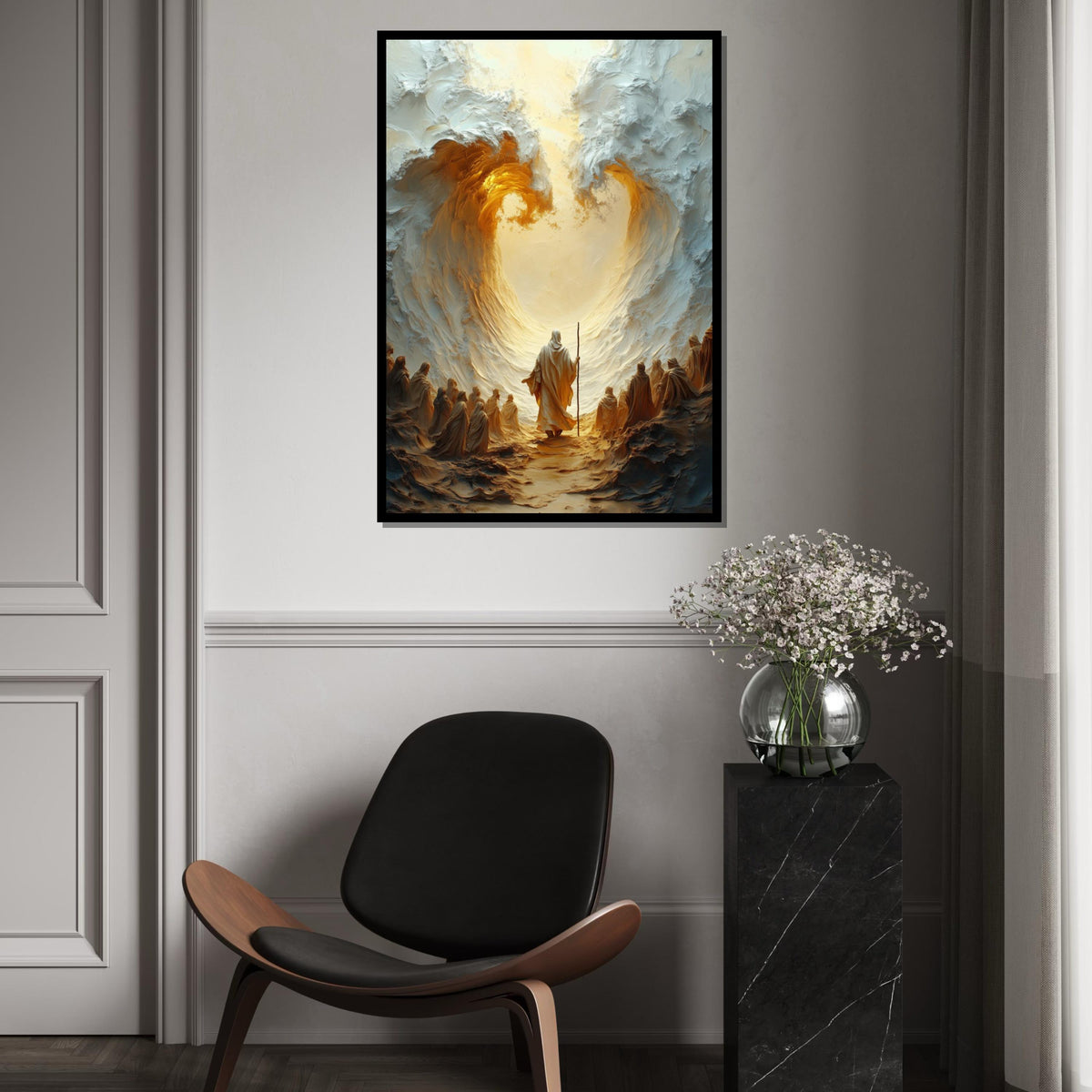 Moses Parting the Sea Canvas, Divine Path Wall Art, Religious Art, Inspirational Canvas Design, Ready to Hang Decoration