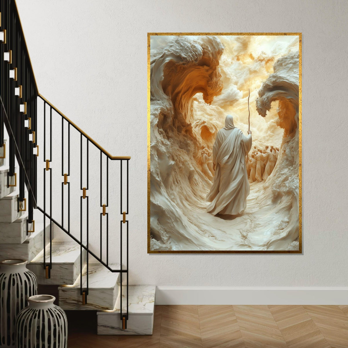 Epic Exodus Canvas Art, Parting of the Sea, Biblical Wall Print, Spiritual Canvas Design, Inspiring Decor, Ready to Hang Decoration