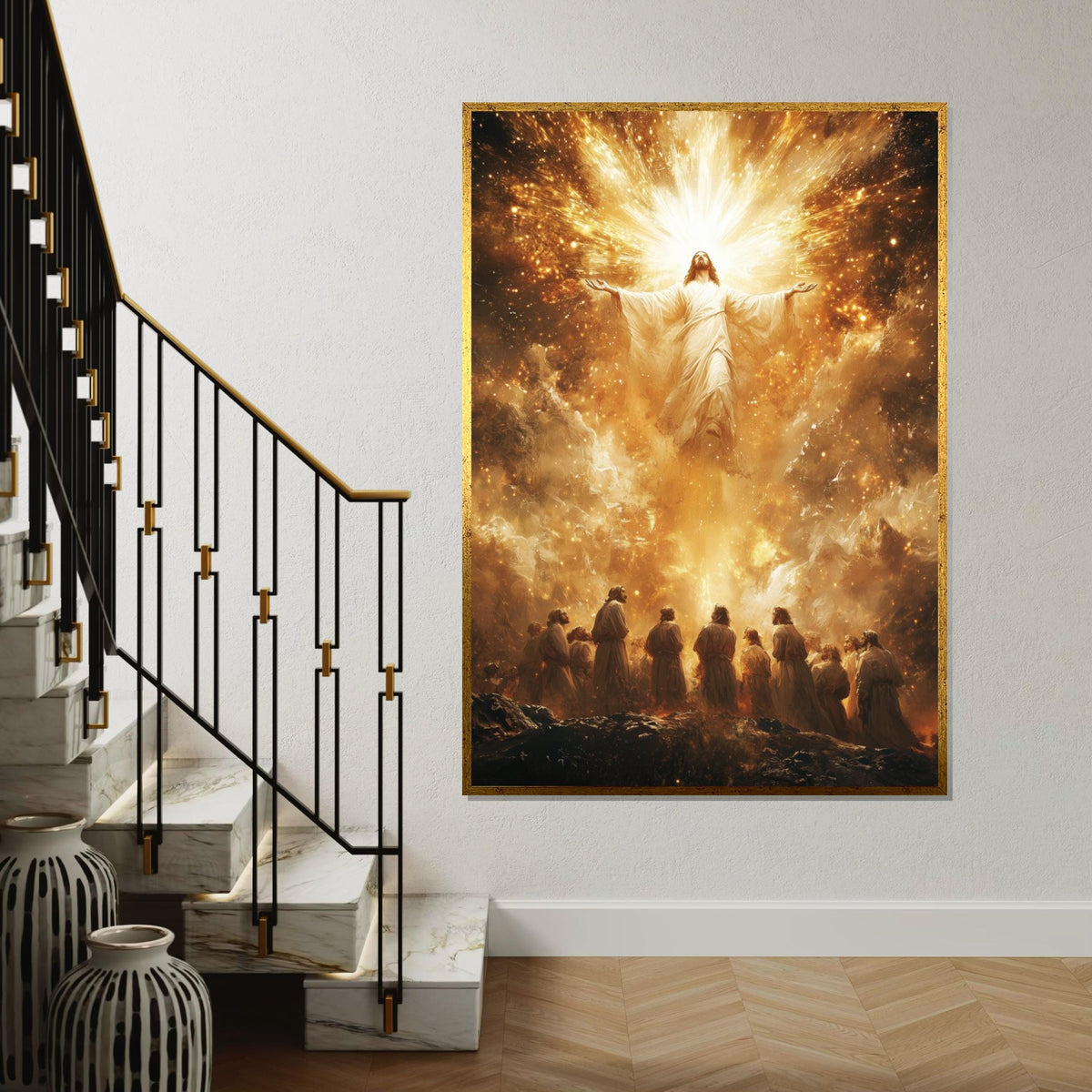 Divine Ascension Canvas, Jesus Wall Art, Heavenly Aura Print, Religious Canvas, Spiritual Decor, Wall Art Canvas Design, Ready to Hang