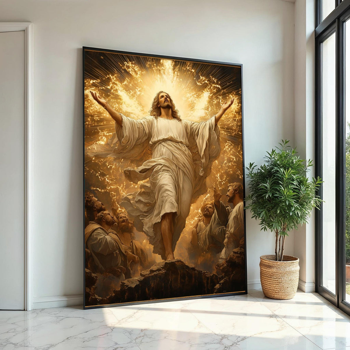 Radiant Ascension Canvas, Spiritual Wall Art, Glorious Light in Heaven, Jesus Canvas Print, Religious Art, Wall Art Design, Ready to Hang