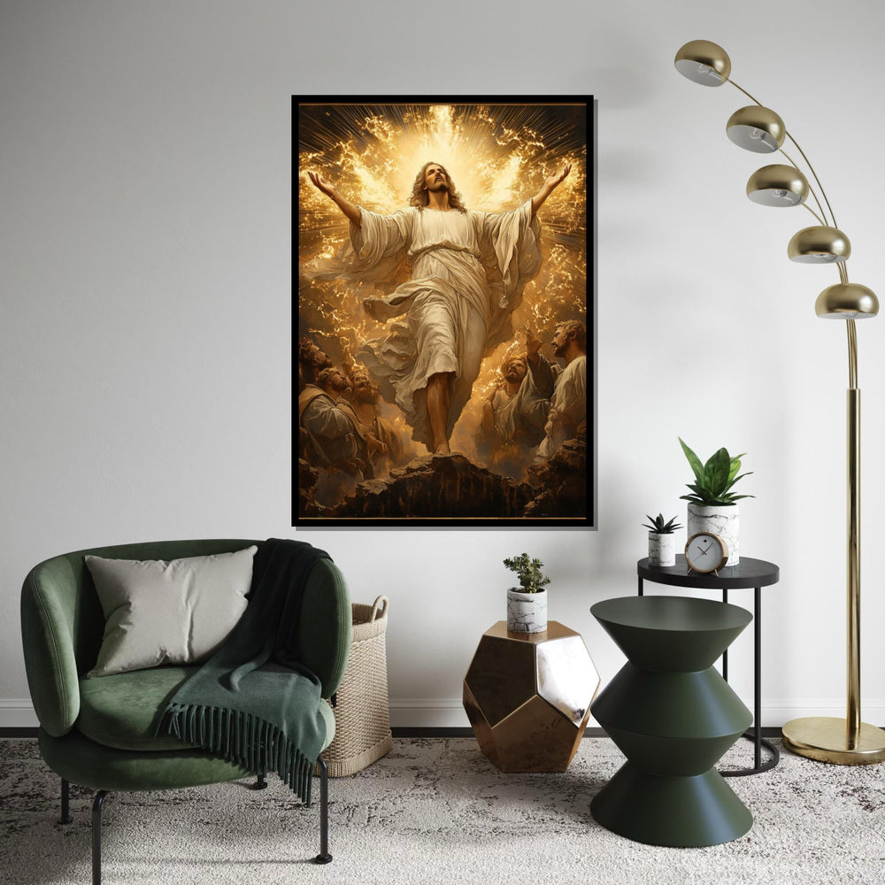 Radiant Ascension Canvas, Spiritual Wall Art, Glorious Light in Heaven, Jesus Canvas Print, Religious Art, Wall Art Design, Ready to Hang