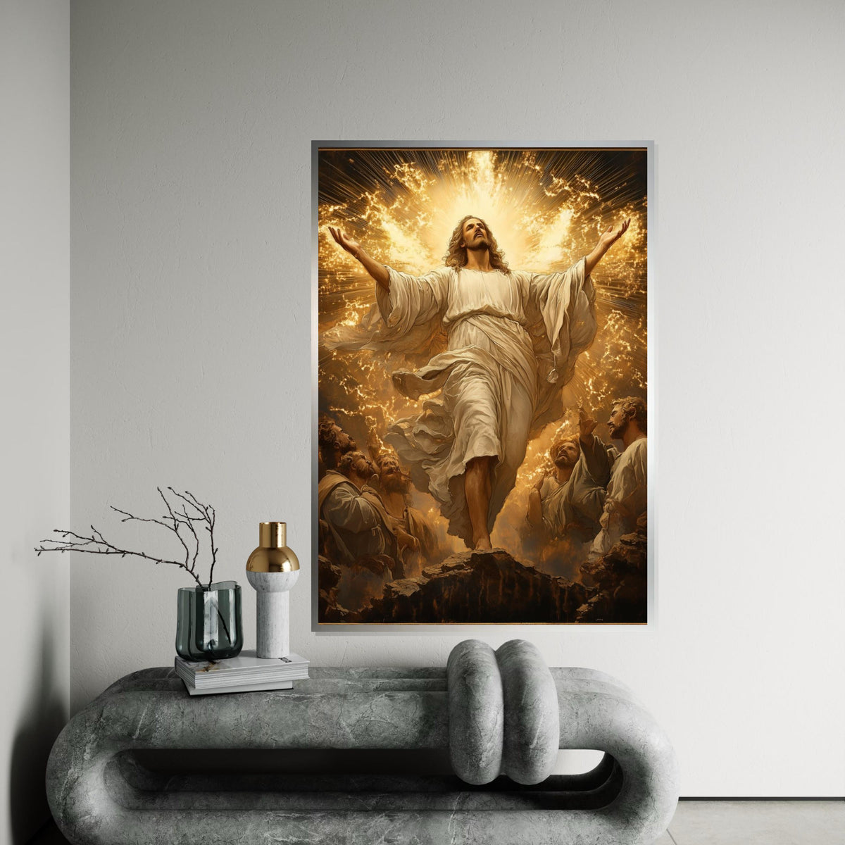 Radiant Ascension Canvas, Spiritual Wall Art, Glorious Light in Heaven, Jesus Canvas Print, Religious Art, Wall Art Design, Ready to Hang