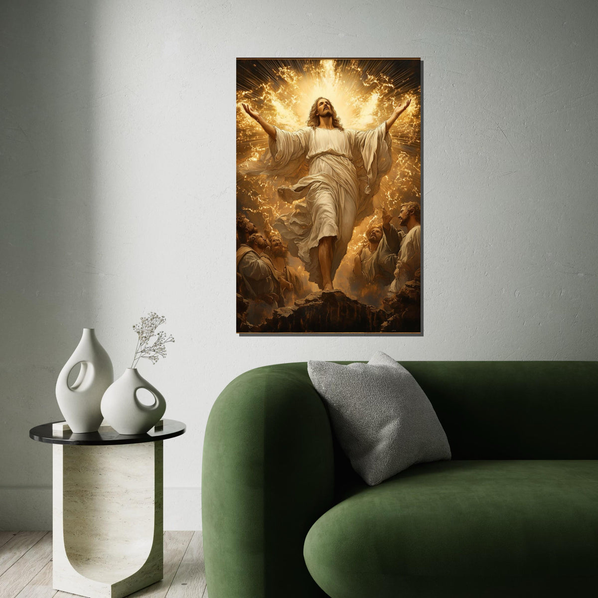 Radiant Ascension Canvas, Spiritual Wall Art, Glorious Light in Heaven, Jesus Canvas Print, Religious Art, Wall Art Design, Ready to Hang