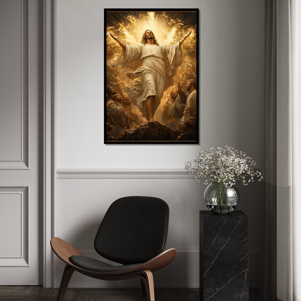 Radiant Ascension Canvas, Spiritual Wall Art, Glorious Light in Heaven, Jesus Canvas Print, Religious Art, Wall Art Design, Ready to Hang