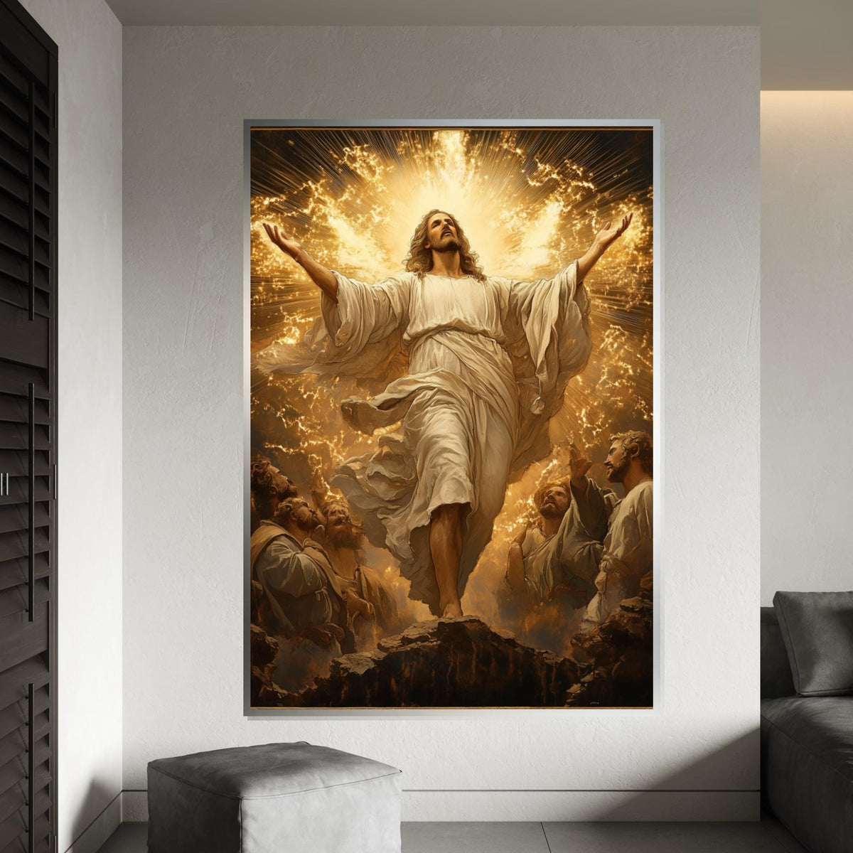 Radiant Ascension Canvas, Spiritual Wall Art, Glorious Light in Heaven, Jesus Canvas Print, Religious Art, Wall Art Design, Ready to Hang