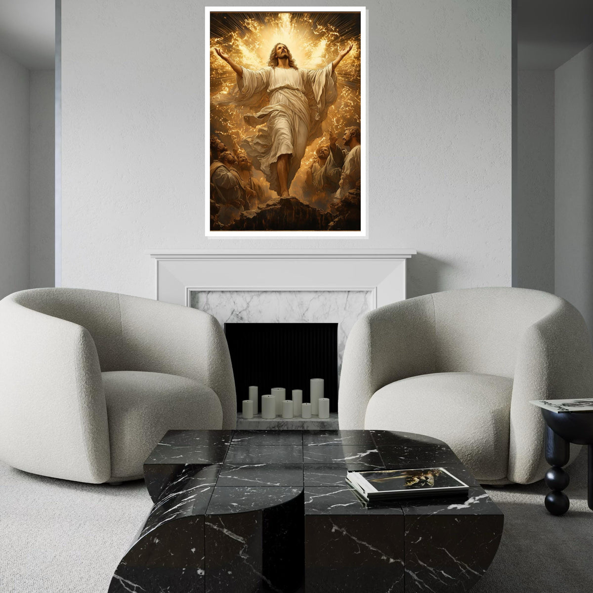 Radiant Ascension Canvas, Spiritual Wall Art, Glorious Light in Heaven, Jesus Canvas Print, Religious Art, Wall Art Design, Ready to Hang