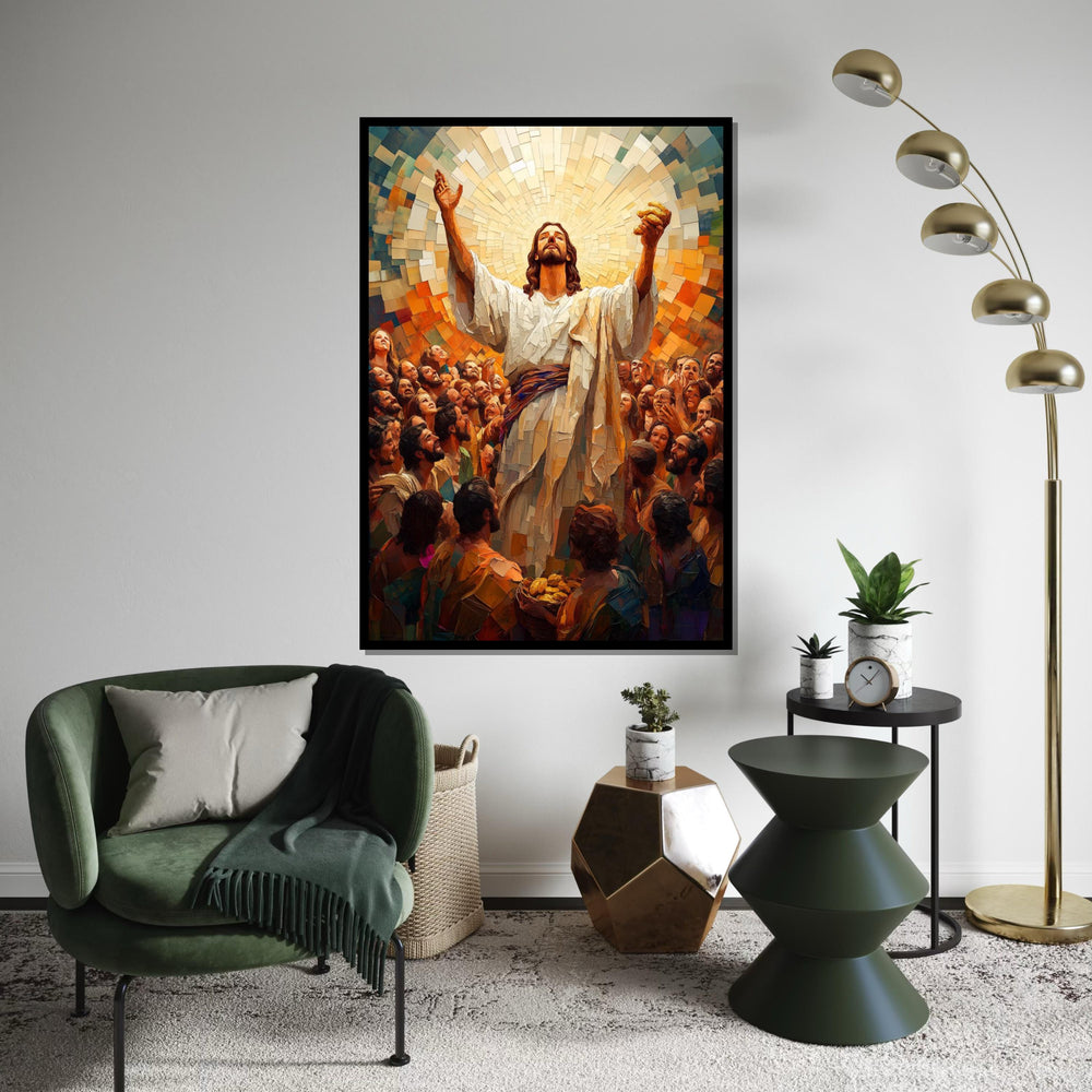 Divine Gathering Canvas, Spiritual Art, Mosaic Jesus, Wall Art Canvas Design, Ready to Hang Religious Decor, Inspirational Artwork