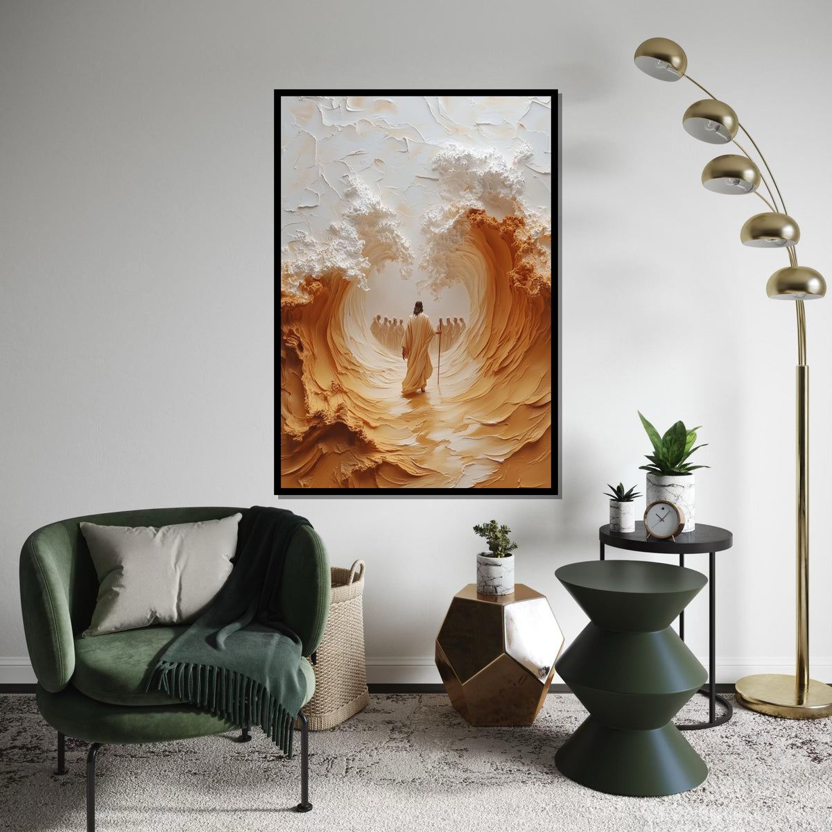 Divine Pathway Canvas, Spiritual Journey Art, Jesus Ocean Scene, Religious Wall Art Canvas Design, Ready to Hang Decoration