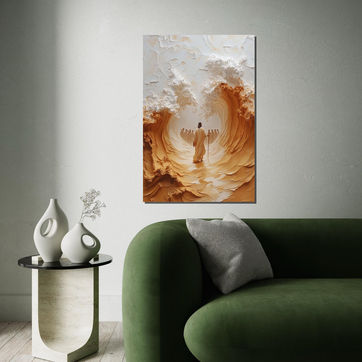 Divine Pathway Canvas, Spiritual Journey Art, Jesus Ocean Scene, Religious Wall Art Canvas Design, Ready to Hang Decoration
