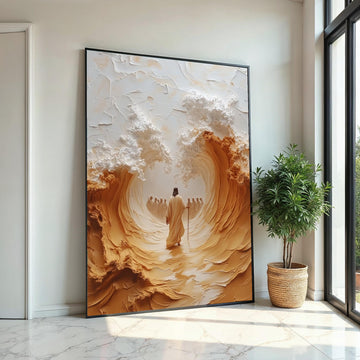 Divine Pathway Canvas, Spiritual Journey Art, Jesus Ocean Scene, Religious Wall Art Canvas Design, Ready to Hang Decoration