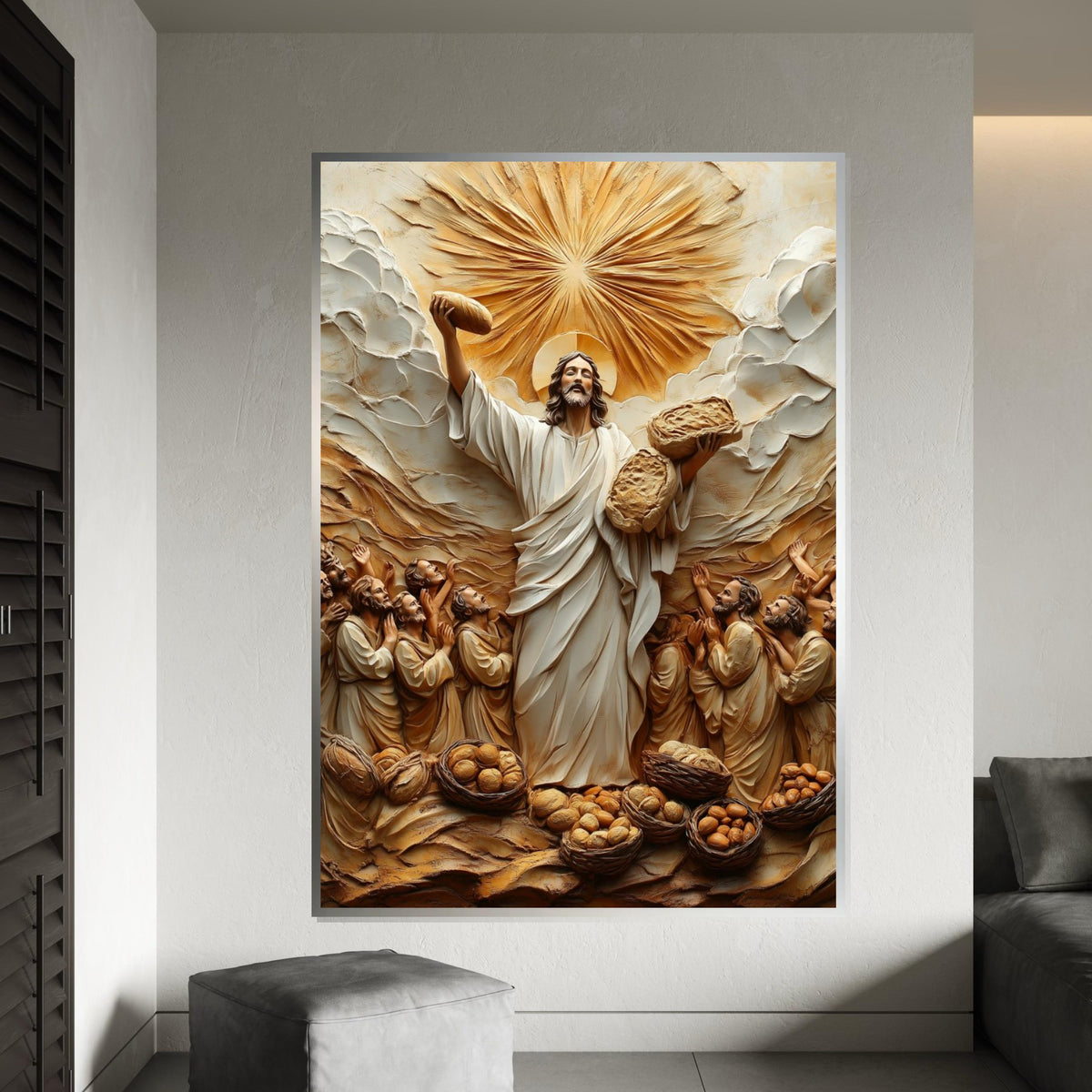 Miracle of Loaves Canvas Art, Spiritual Wall Art, Religious Canvas, Wall Art Canvas Design, Ready to Hang Decoration