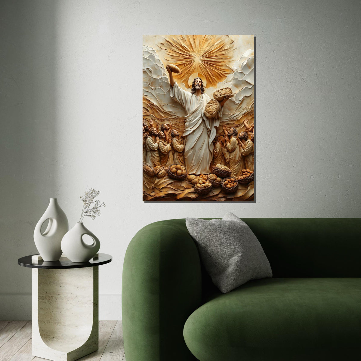 Miracle of Loaves Canvas Art, Spiritual Wall Art, Religious Canvas, Wall Art Canvas Design, Ready to Hang Decoration