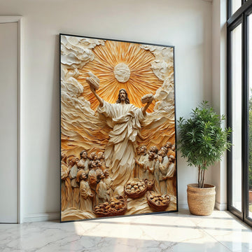 Miraculous Bread Canvas Art, Jesus Feeding Multitude, Religious Wall Art, Inspirational Canvas, Ready to Hang, Spiritual Home Decor