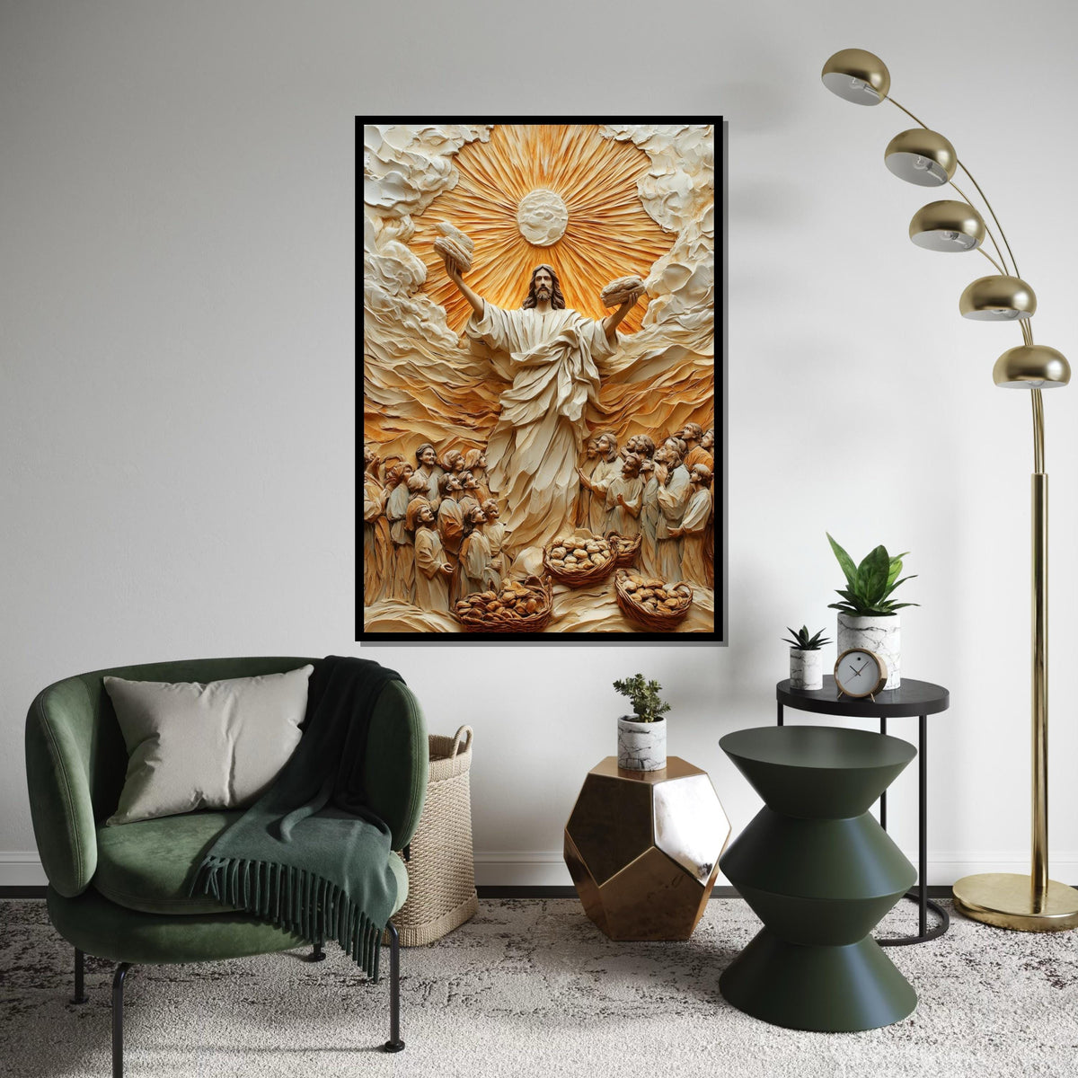 Miraculous Bread Canvas Art, Jesus Feeding Multitude, Religious Wall Art, Inspirational Canvas, Ready to Hang, Spiritual Home Decor