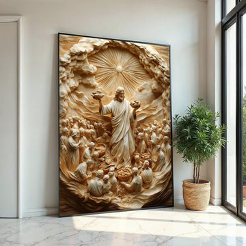 Miraculous Bread Canvas Art, Jesus Feeding Multitude, Spiritual Wall Decor, Religious Artwork, Wall Art Canvas Design, Ready To Hang