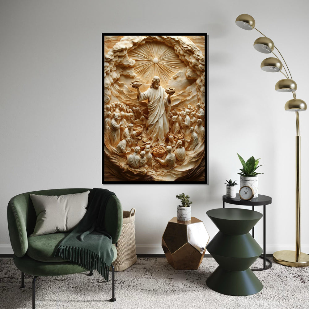 Miraculous Bread Canvas Art, Jesus Feeding Multitude, Spiritual Wall Decor, Religious Artwork, Wall Art Canvas Design, Ready To Hang