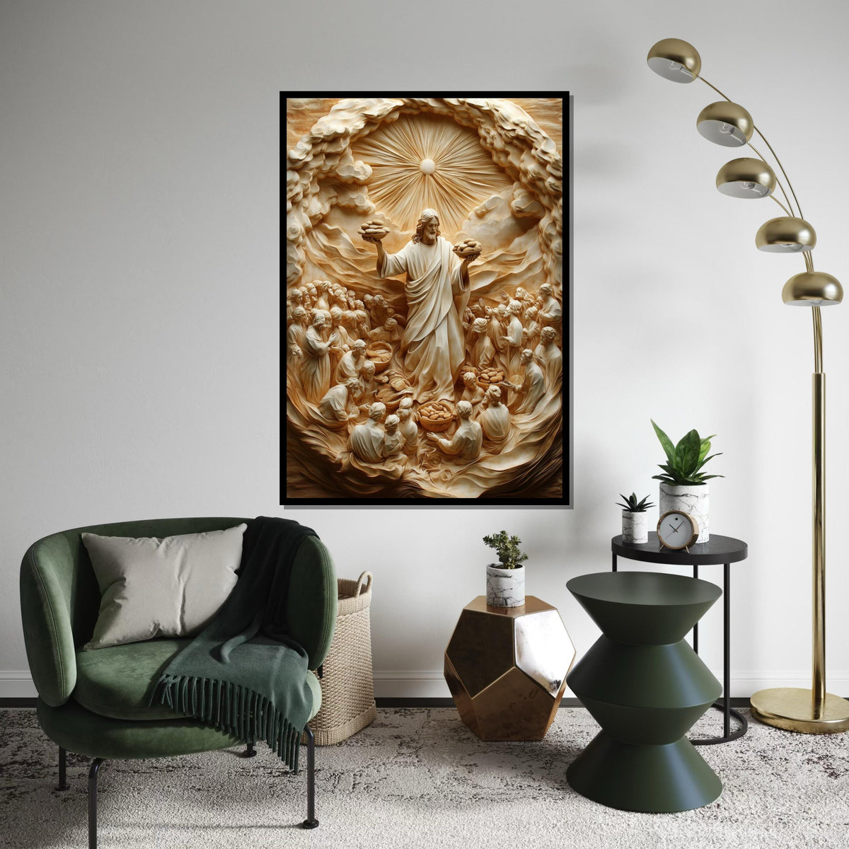 Miraculous Bread Canvas Art, Jesus Feeding Multitude, Spiritual Wall Decor, Religious Artwork, Wall Art Canvas Design, Ready To Hang