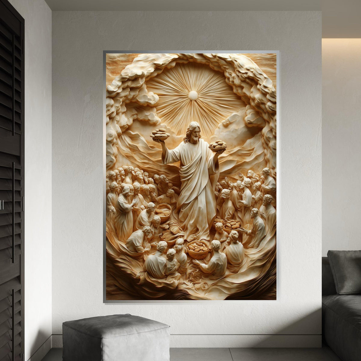 Miraculous Bread Canvas Art, Jesus Feeding Multitude, Spiritual Wall Decor, Religious Artwork, Wall Art Canvas Design, Ready To Hang